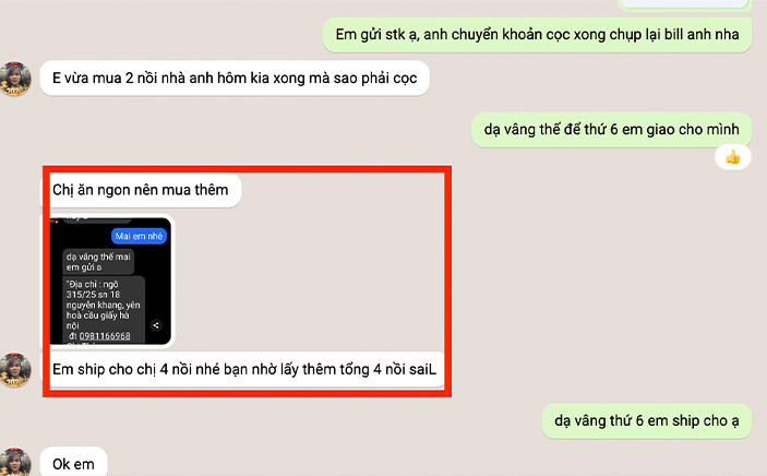 Phản hồi khách hàng Huyền Anh Foods