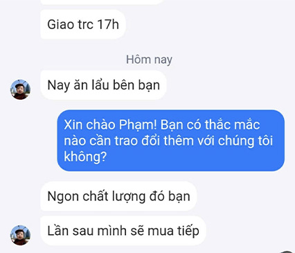 Phản hồi khách hàng Huyền Anh Foods
